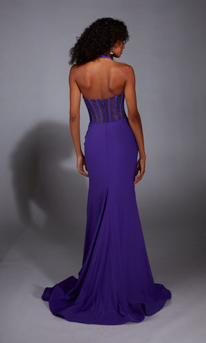 Formal Dress: 61860. Long, Halter Neckline, Straight, Open Back