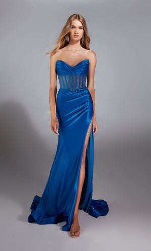 Formal Dress: 61882. Long, Strapless, Fit N Flare, Lace-up Back