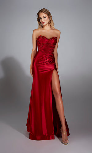 Formal Dress: 61884. Long, Strapless, Straight, Lace-up Back