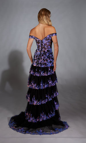 Formal Dress: 61900. Long, Off The Shoulder, A Line, V Shaped Back