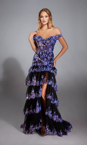 Formal Dress: 61900. Long, Off The Shoulder, A Line, V Shaped Back