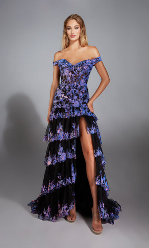 Formal Dress: 61900. Long, Off The Shoulder, A Line, V Shaped Back