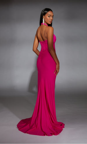 Formal Dress: 61968. Long, Halter Neckline, Straight, Closed Back