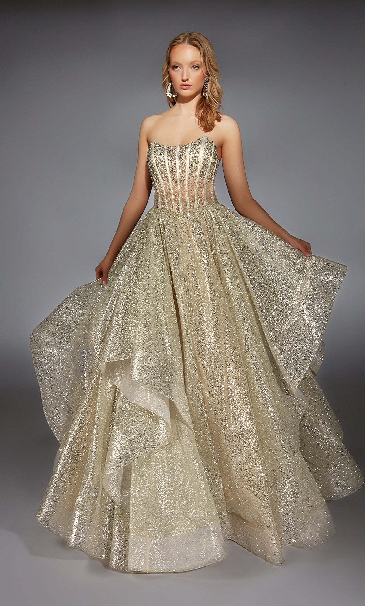 Formal Dress: 61971. Long, Strapless, Ballgown, Closed Back