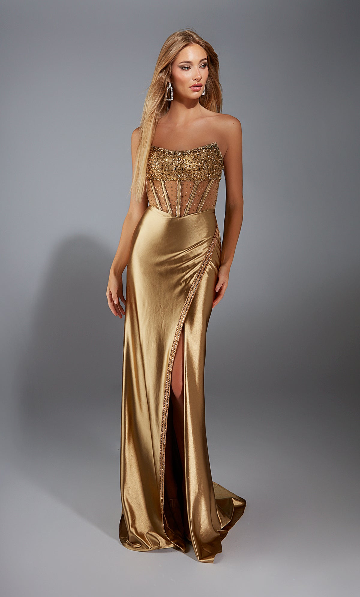 Formal Dress: 61976. Long, Strapless, Straight, Closed Back