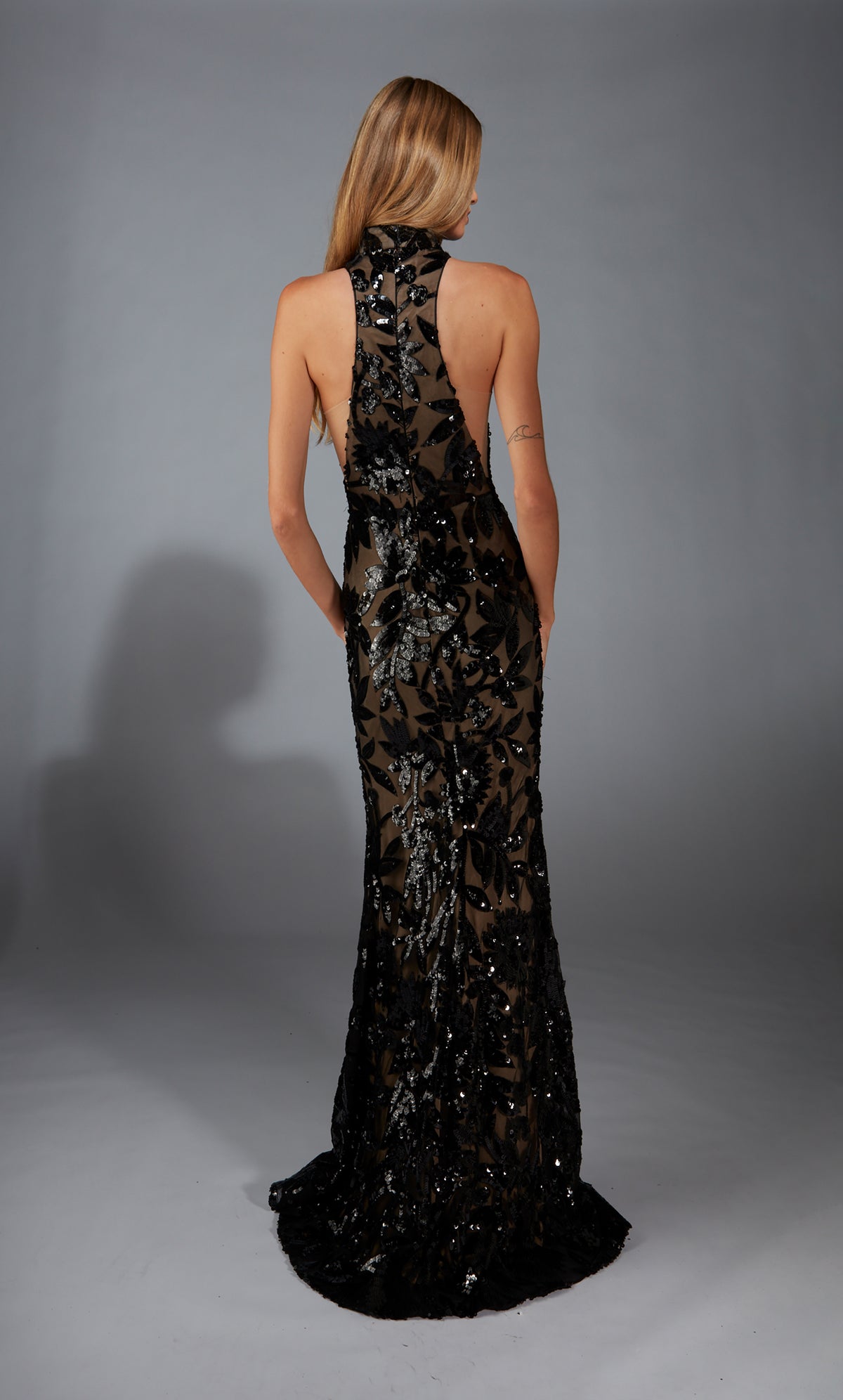 Formal Dress: 61979. Long, High Neck, Straight, Closed Back