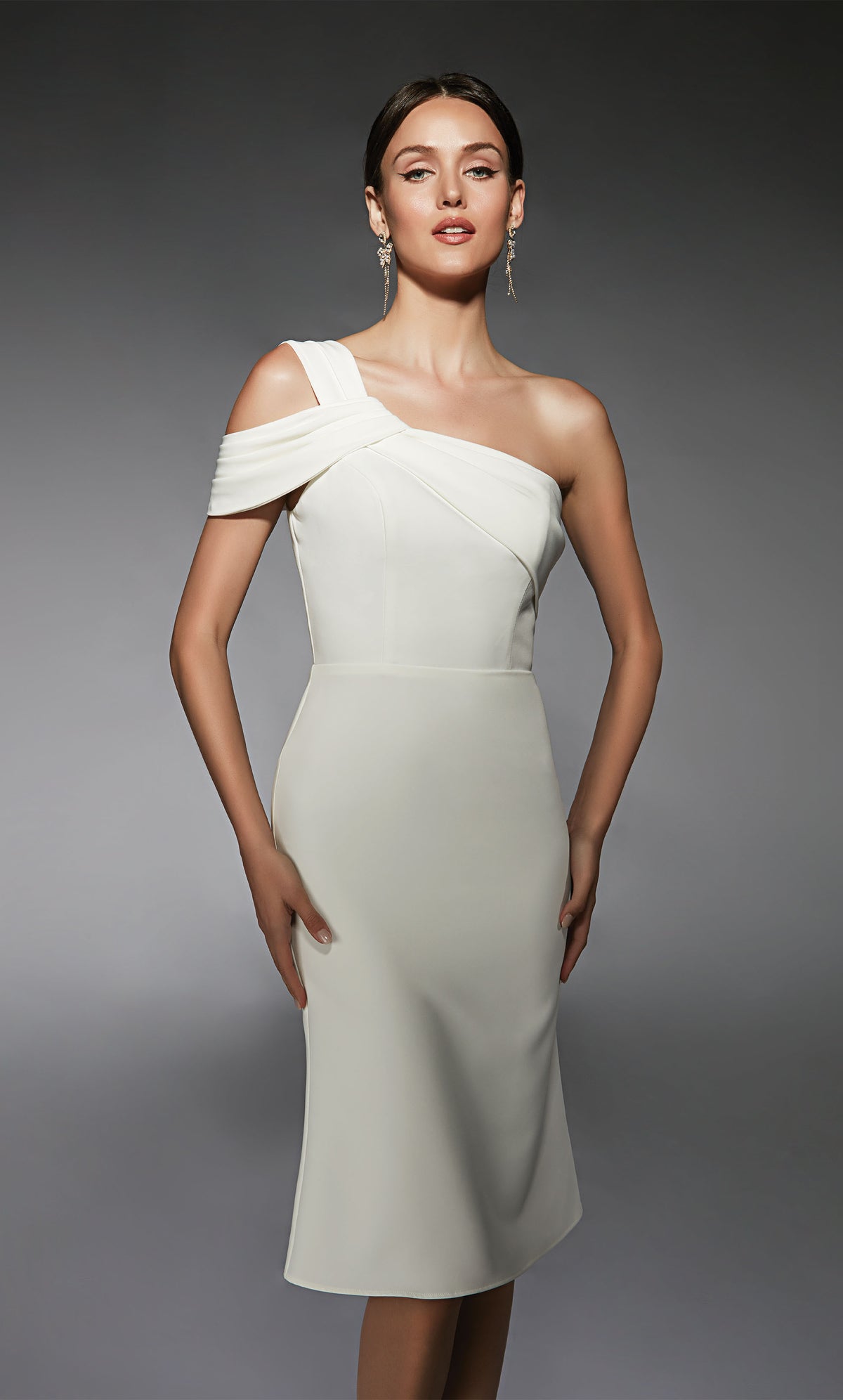 Formal Dress: 70054. Short, One Shoulder, Straight, Closed Back