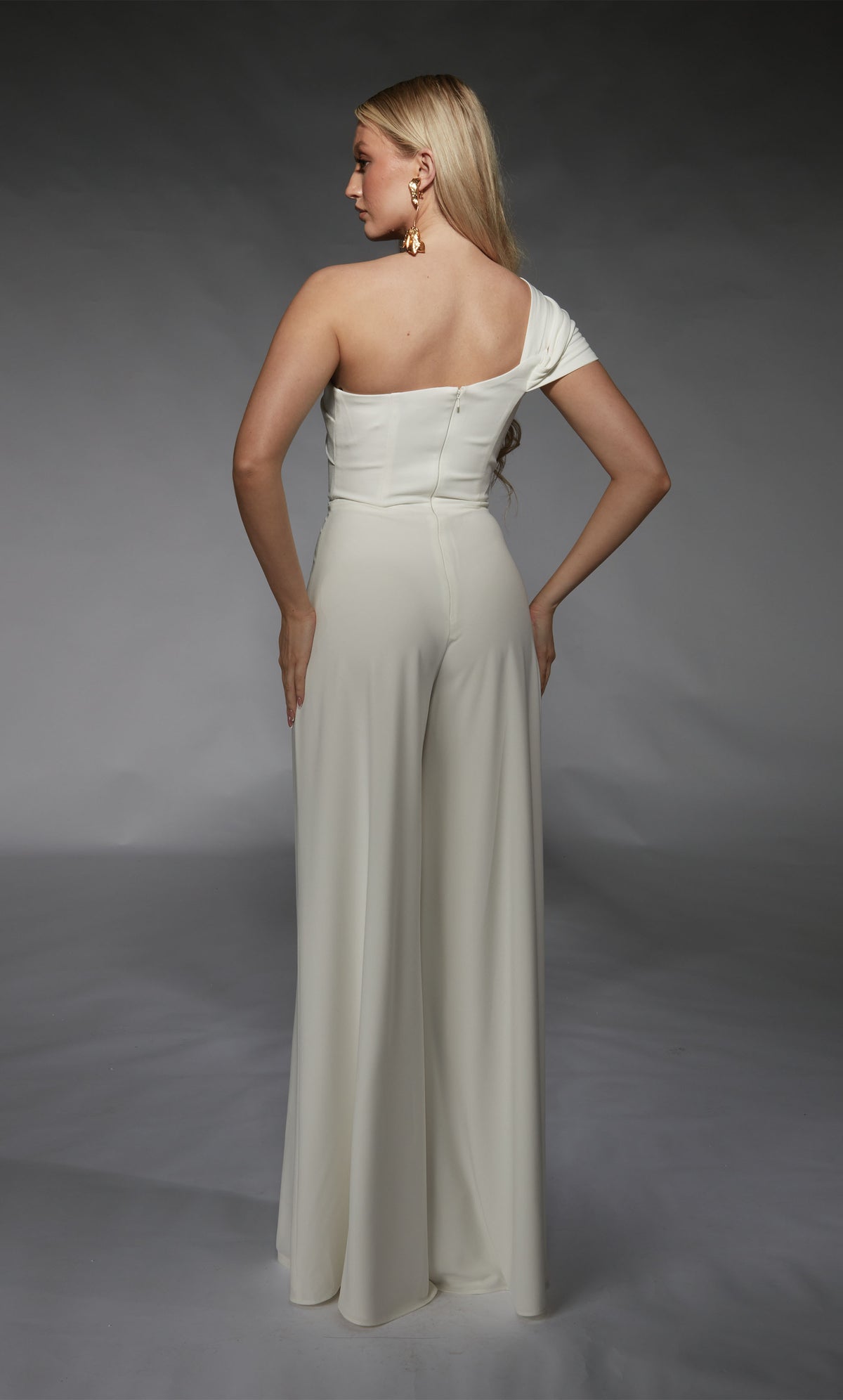 Formal Dress: 70066. Short, One Shoulder, Jumpsuit, Closed Back