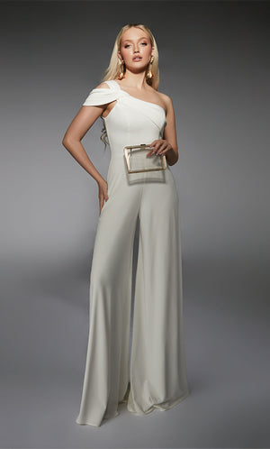 Formal Dress: 70066. Short, One Shoulder, Jumpsuit, Closed Back