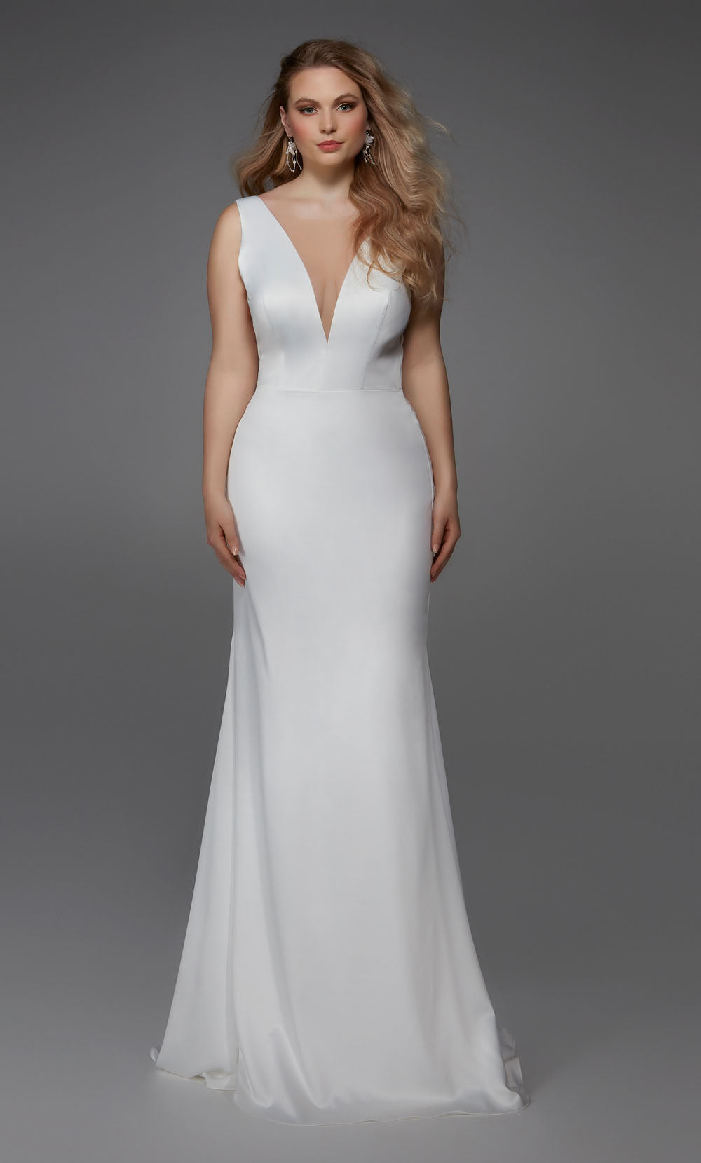 ALYCE Paris 7019 Bridal Plunging Neckline Detachable Overskirt  Dress