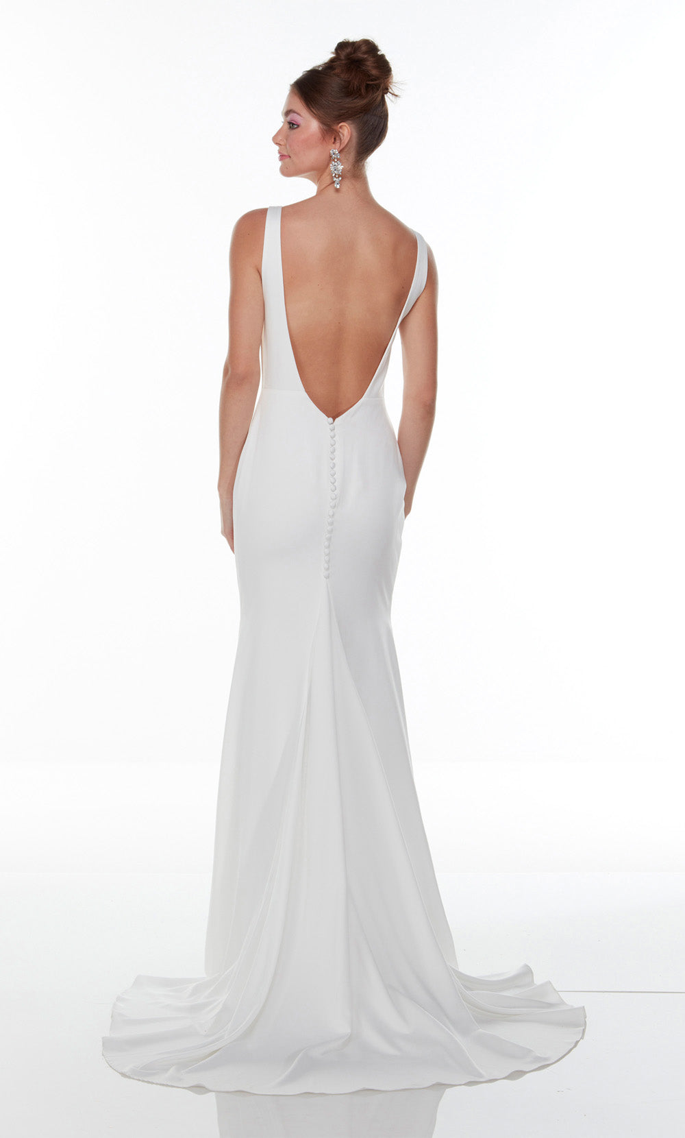 ALYCE Paris 7052 Bridal Plunging Neckline Back Buttons, Train  Dress