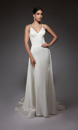 Formal Dress: 7090. Long, V-neck, Straight, Open Back