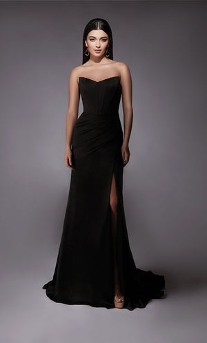 Formal Dress: 7093. Long, Strapless, Straight, Closed Back