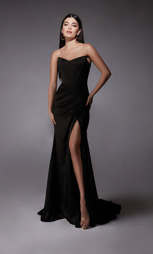 Formal Dress: 7093. Long, Strapless, Straight, Closed Back