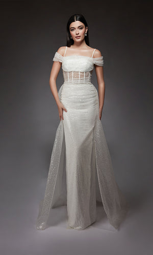 Formal Dress: 7101. Long, Off The Shoulder, Straight, Open Back