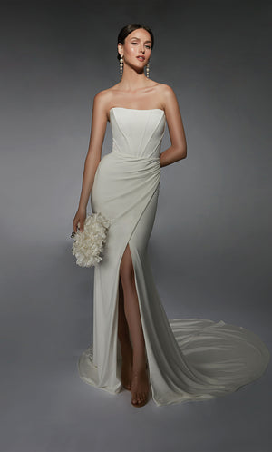 Formal Dress: 7102. Long, Strapless, Straight, Closed Back