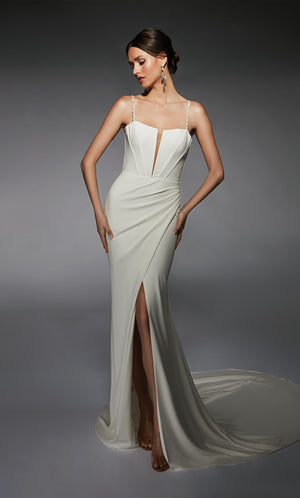 Formal Dress: 7104. Long, Plunging Neckline, Straight