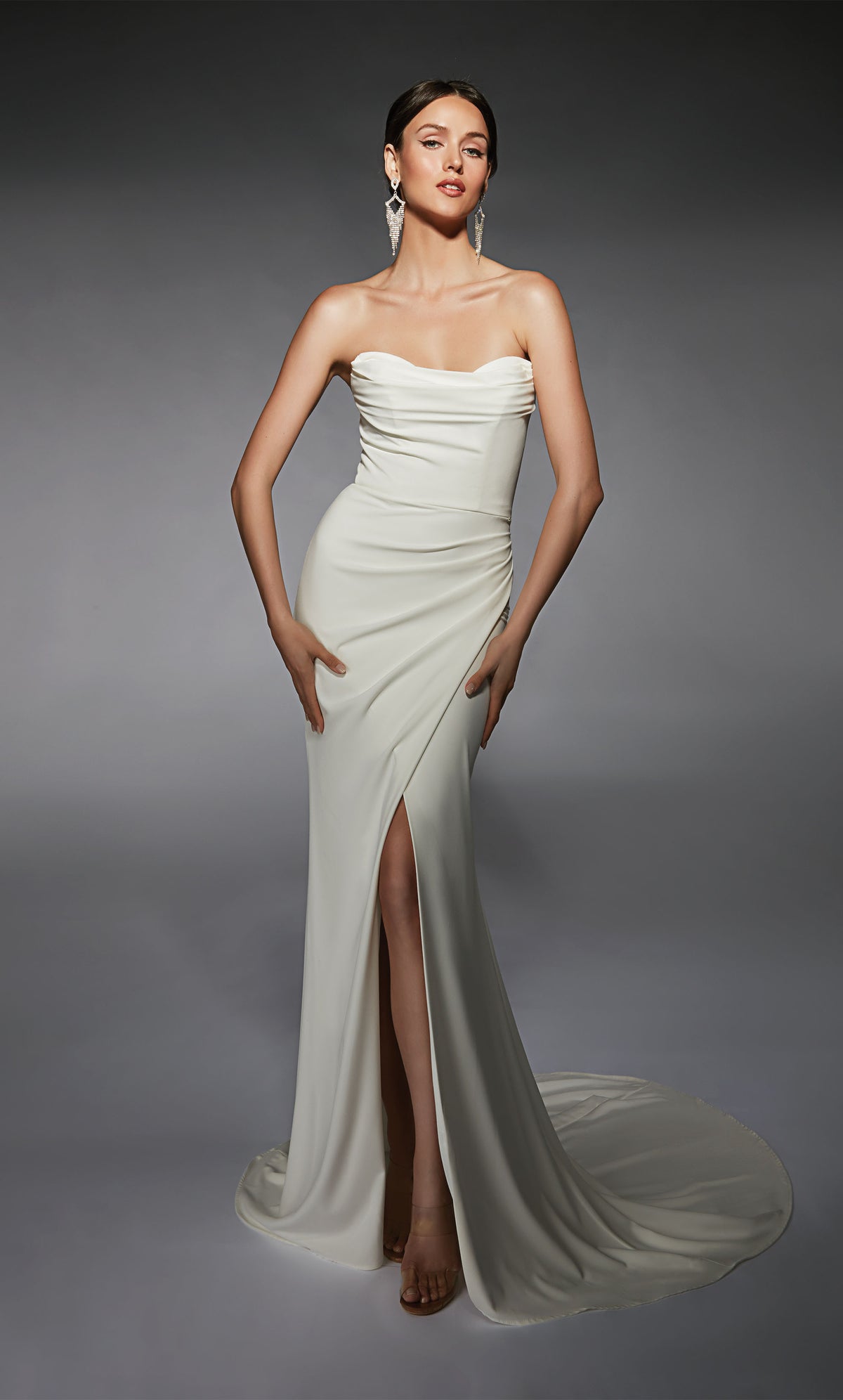 Formal Dress: 7105. Long, Strapless, Straight, Closed Back