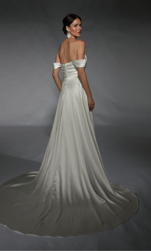 Formal Dress: 7107. Long, Off The Shoulder, Straight, Closed Back