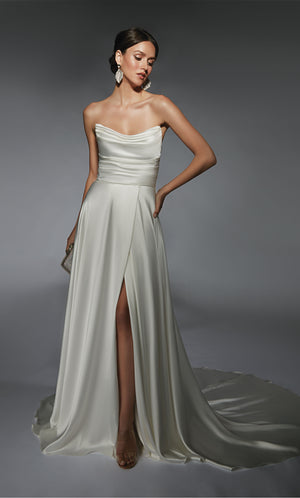 Formal Dress: 7107. Long, Off The Shoulder, Straight, Closed Back