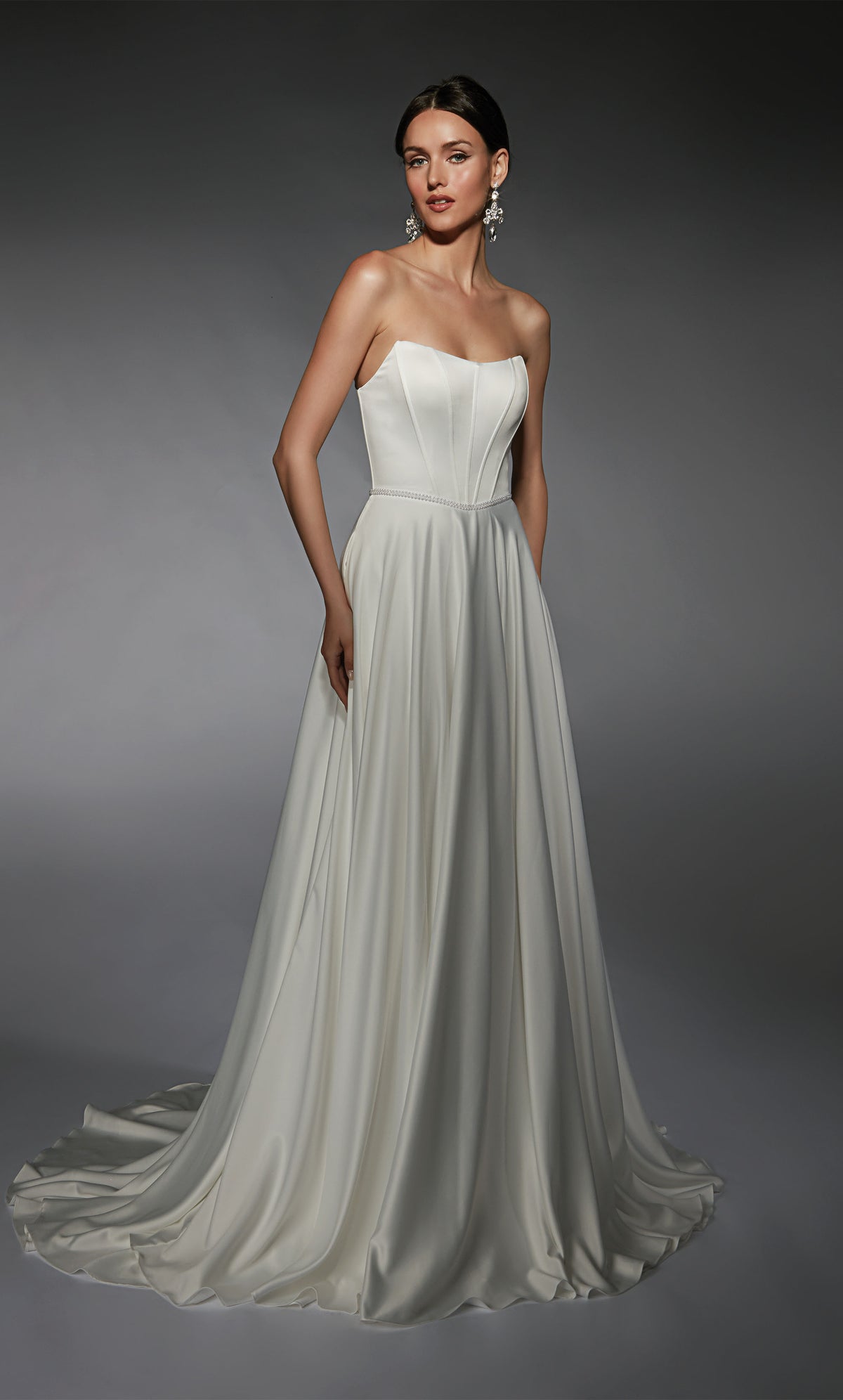 Formal Dress: 7110. Long, Strapless, A-line, Closed Back