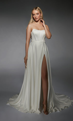 Formal Dress: 7111. Long, Strapless, A-line, Lace-up Back