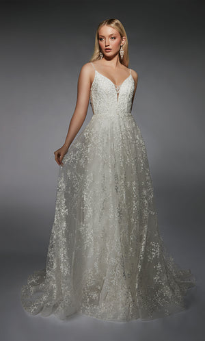 Formal Dress: 7121. Long, Plunging Neckline, A-line