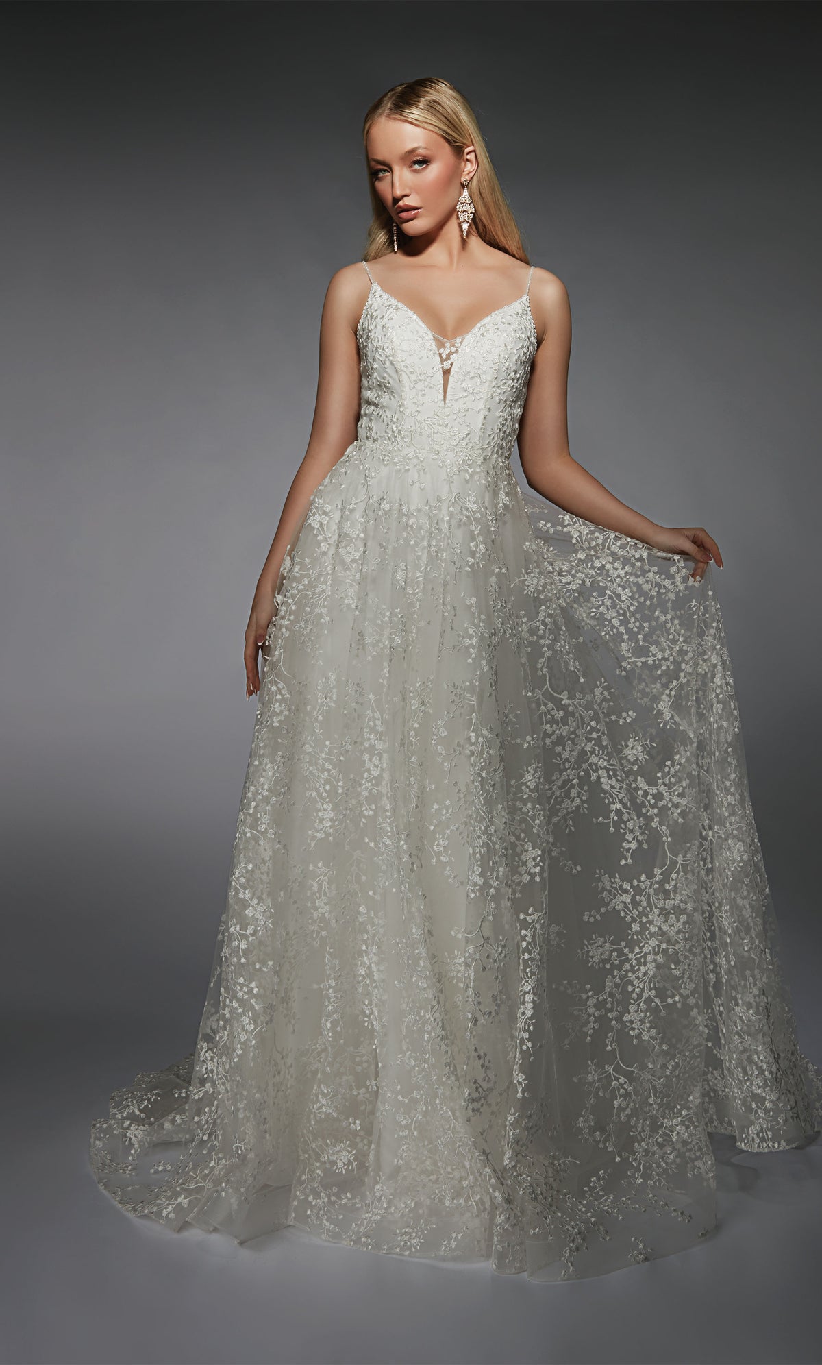 Formal Dress: 7121. Long, Plunging Neckline, A-line