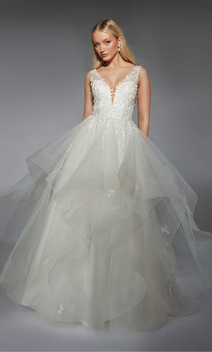 Formal Dress: 7126. Long, Plunging Neckline, Ball Gown, Open Back