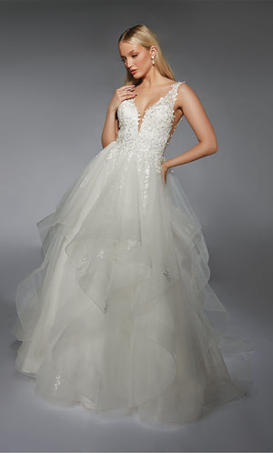 Formal Dress: 7126. Long, Plunging Neckline, Ball Gown, Open Back