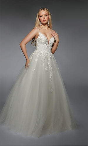 ALYCE Paris 7127 Bridal Plunging Shimmery/sparkly Ballgown Dress