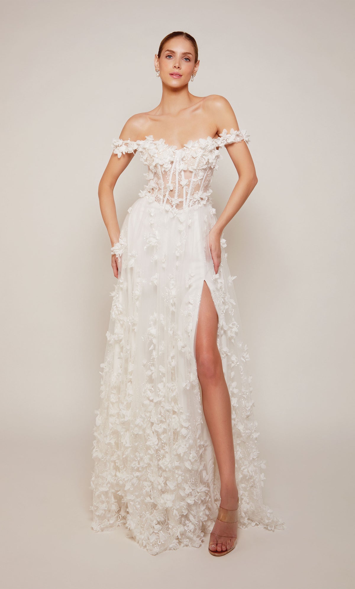 Formal Dress: 61308. Long, Off The Shoulder, A-line, Lace Up Back