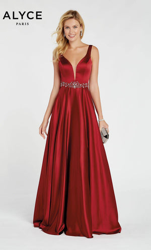 Formal Dress: 1422. Long, Plunging Neckline, A-Line Alyce Paris