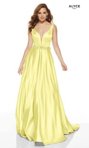 Formal Dress: 1422. Long, Plunging Neckline, A-Line Alyce Paris