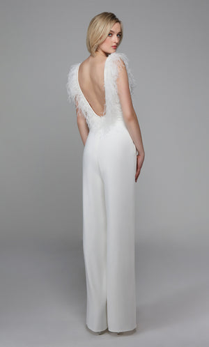 Formal Dress: 1707. Long Jumpsuit, Plunging Neckline, Jumpsuit Alyce Paris