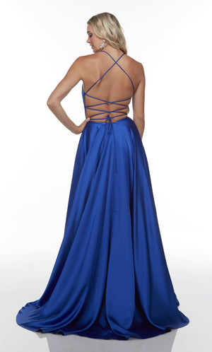 Formal Dress: 1722. Long Slit Dress, Plunging Neckline, Flowy Alyce Paris