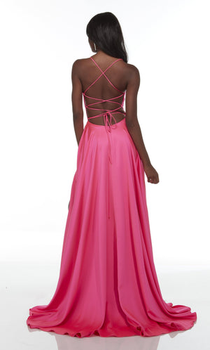 Formal Dress: 1722. Long Slit Dress, Plunging Neckline, Flowy Alyce Paris