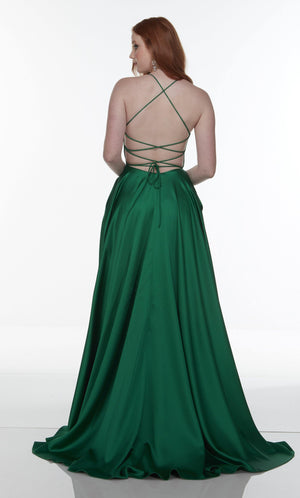 Formal Dress: 1722. Long Slit Dress, Plunging Neckline, Flowy Alyce Paris