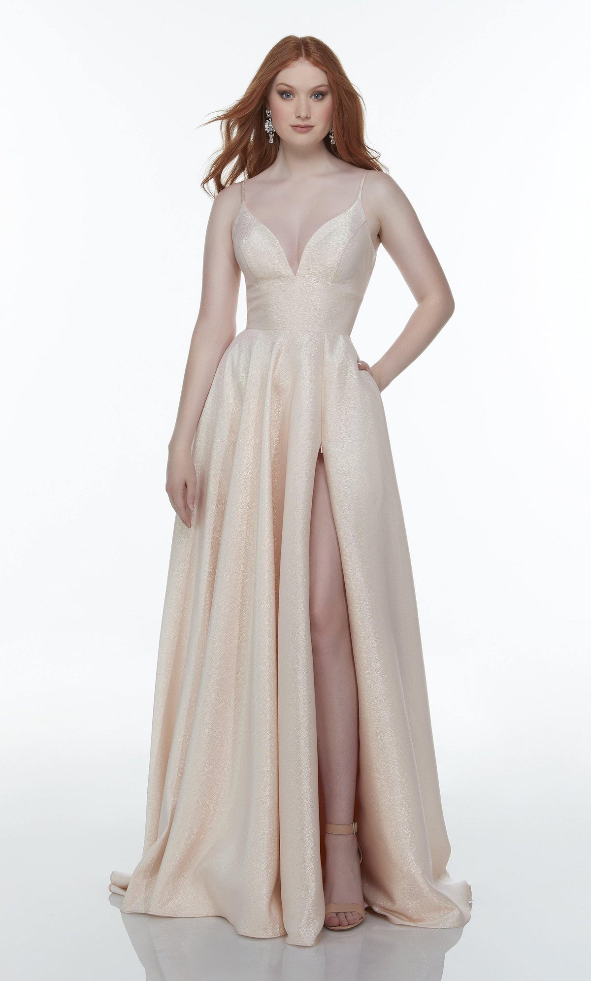 Formal Dress: 1736. Long Sexy Dress, Plunging Neckline, A-line Alyce Paris