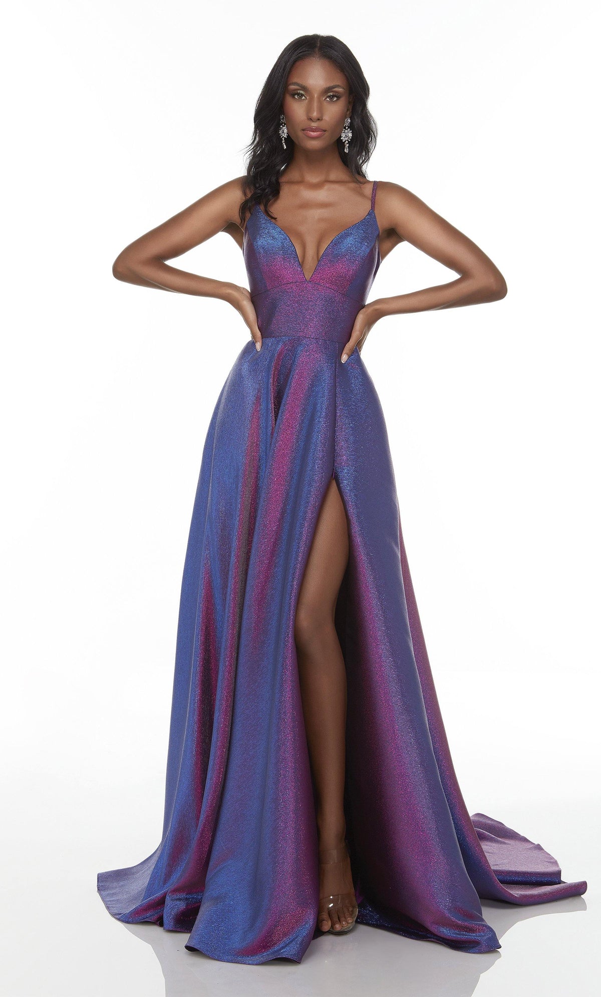 Formal Dress: 1736. Long Sexy Dress, Plunging Neckline, A-line Alyce Paris