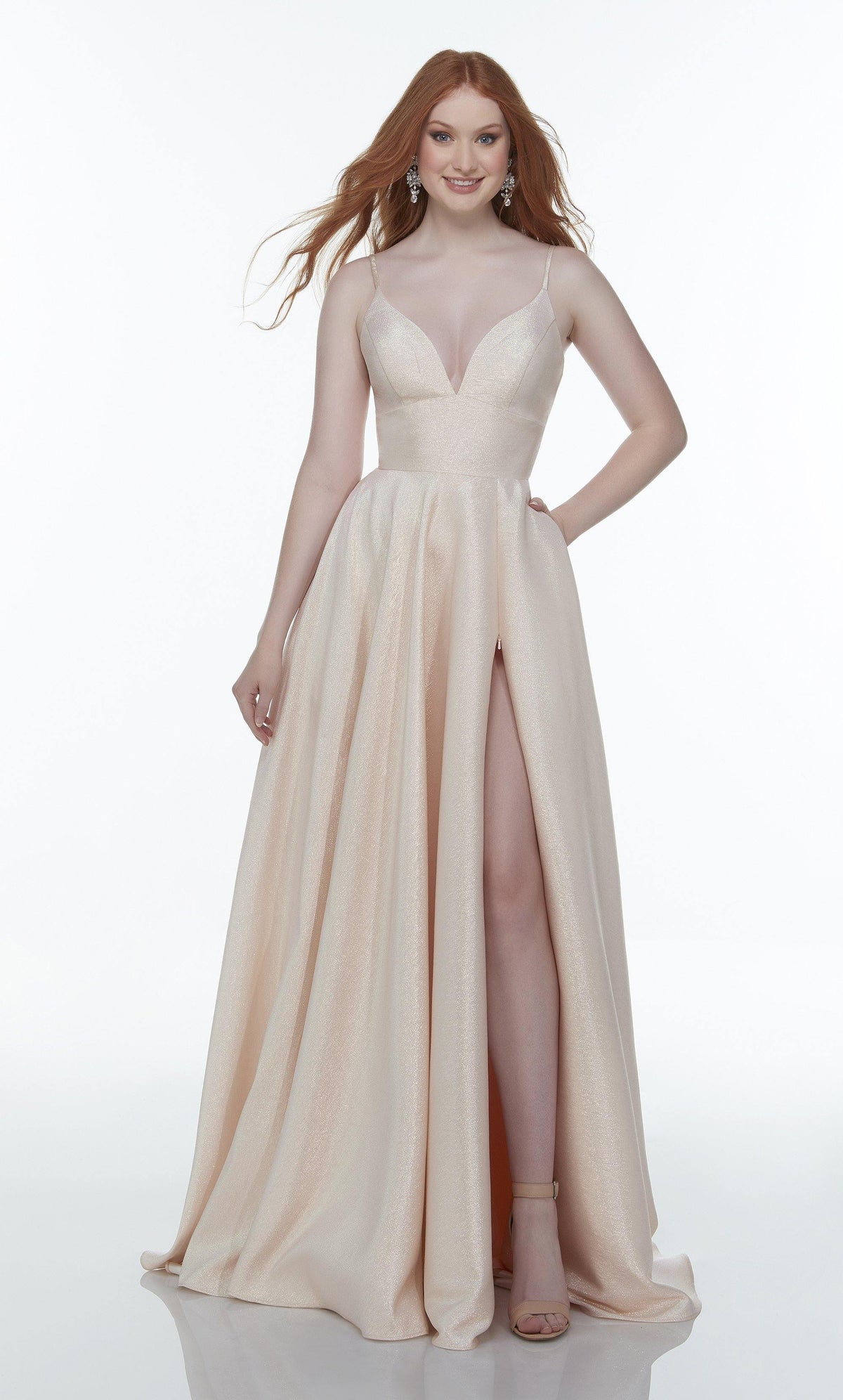 Formal Dress: 1736. Long Sexy Dress, Plunging Neckline, A-line Alyce Paris