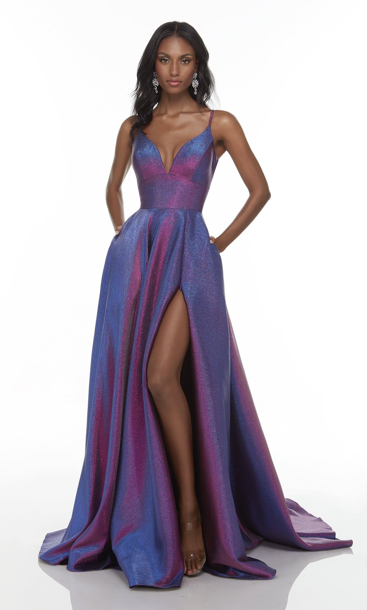 Formal Dress: 1736. Long Sexy Dress, Plunging Neckline, A-line Alyce Paris