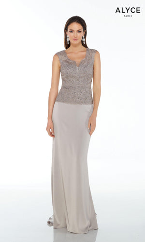 Formal Dress: 27105. Long, Scoop Neck, Straight Alyce Paris