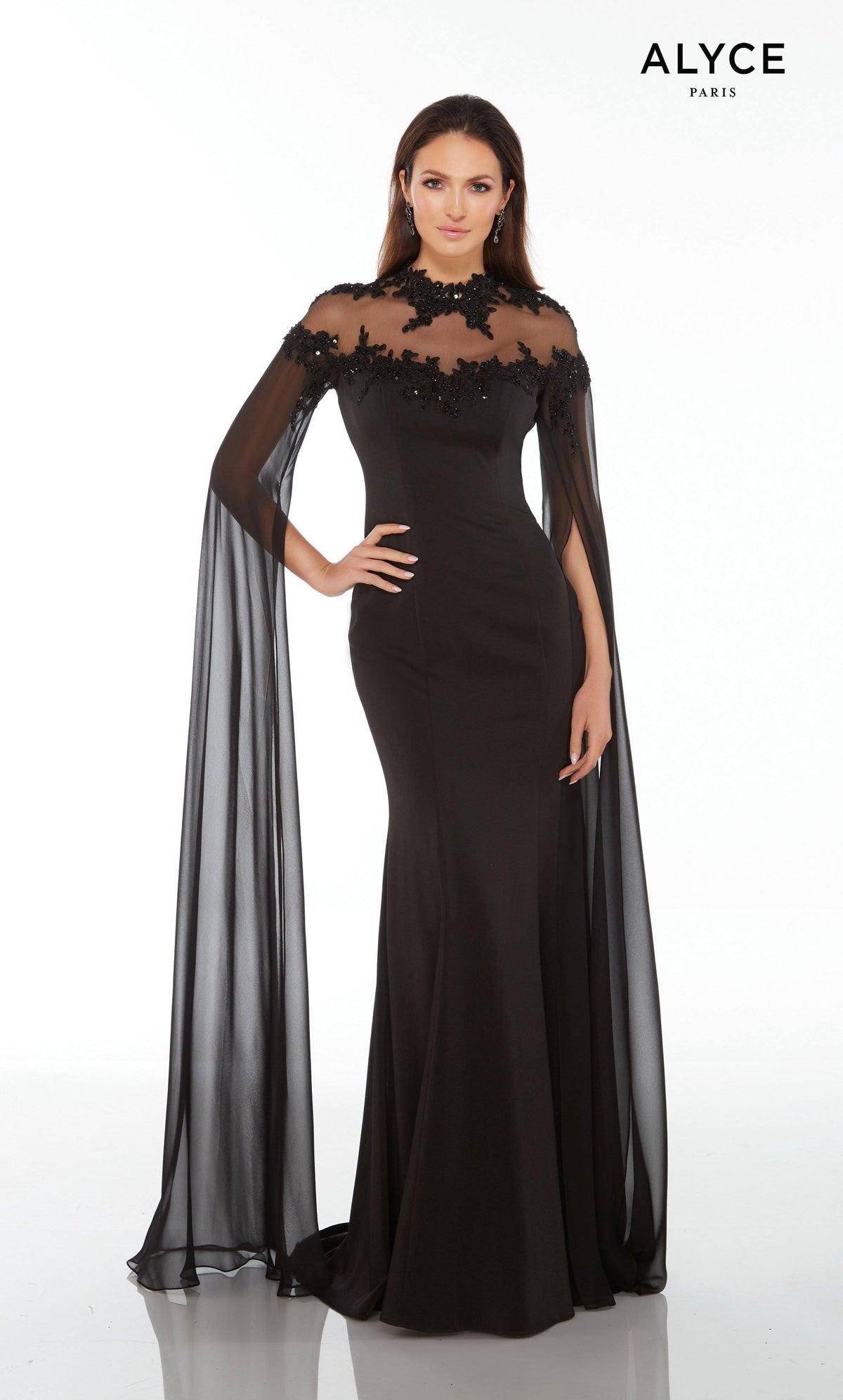 Formal Dress: 27173. Long, V-Neck, Straight, V Shaped Back Alyce Paris