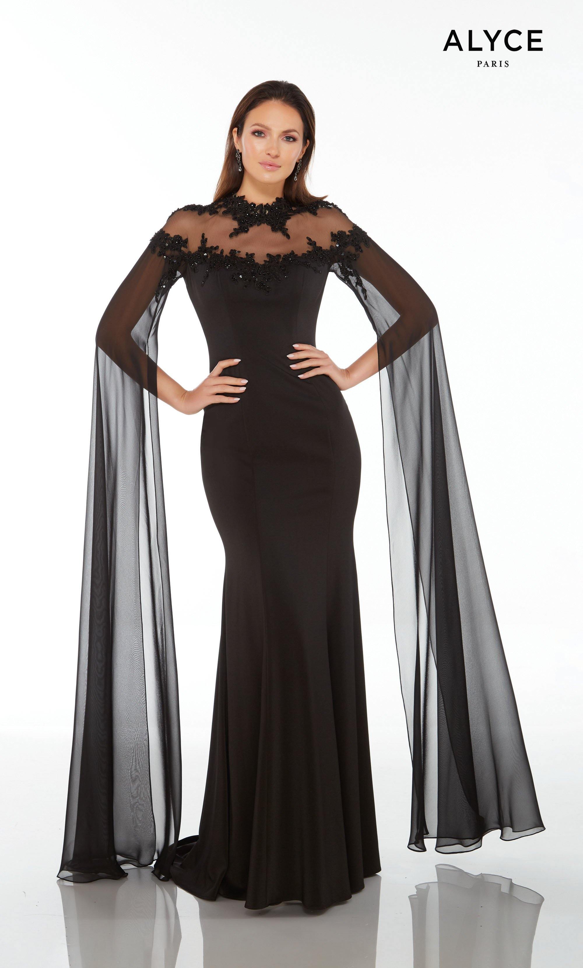 Formal Dress: 27173. Long, V-Neck, Straight, V Shaped Back Alyce Paris