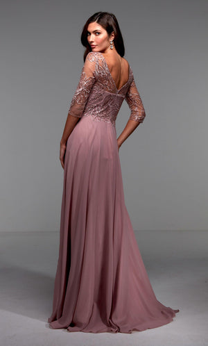 Formal Dress: 27475. Long Chiffon Dress, Illusion Neckline, Flowy Alyce Paris