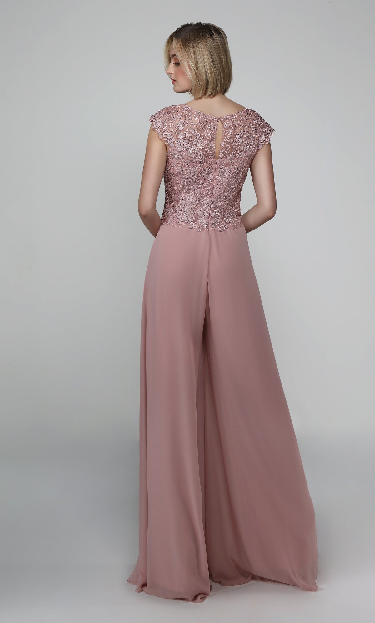 Formal Dress: 27488. Long Formal Playsuit, Illusion Neckline, Jumpsuit Alyce Paris