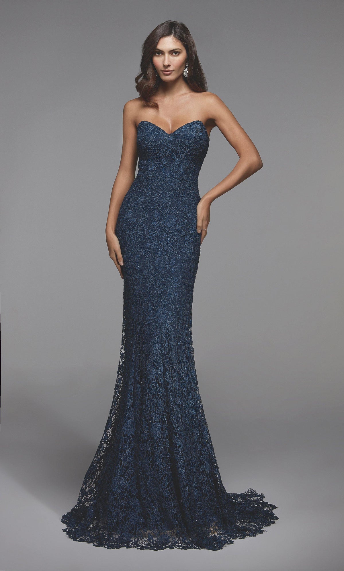 Formal Dress: 27496. Long Fitted Dress, Sweetheart Neckline, Fit N Flare Alyce Paris