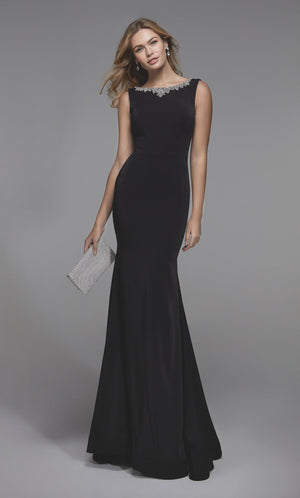 Formal Dress: 27538. Long Gala Dress, High Neck, Fit N Flare Alyce Paris