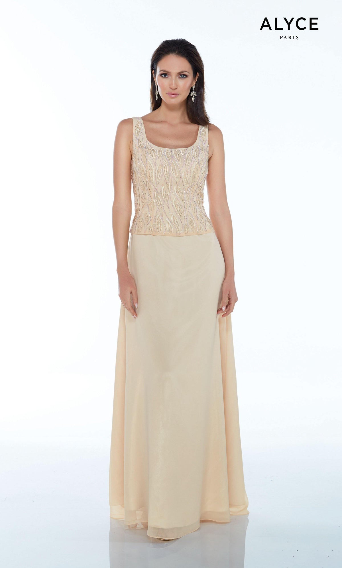 Formal Dress: 29953. Long, Scoop Neck, Straight Alyce Paris